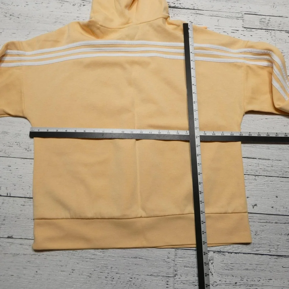 Adidas Hoodie Sweatshirt Mens Medium Yellow Peloton 3-Stripes Fleece Pullover